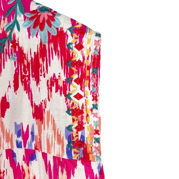 SAVANNA JANE Short Sleeve Embroidered Floral Bohemian Style Blouse Size Medium - Picture 7 of 8